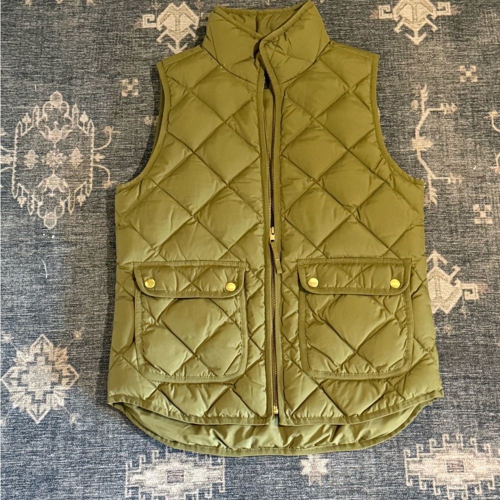 J. Crew Women's Quilted Vest in Olive Green